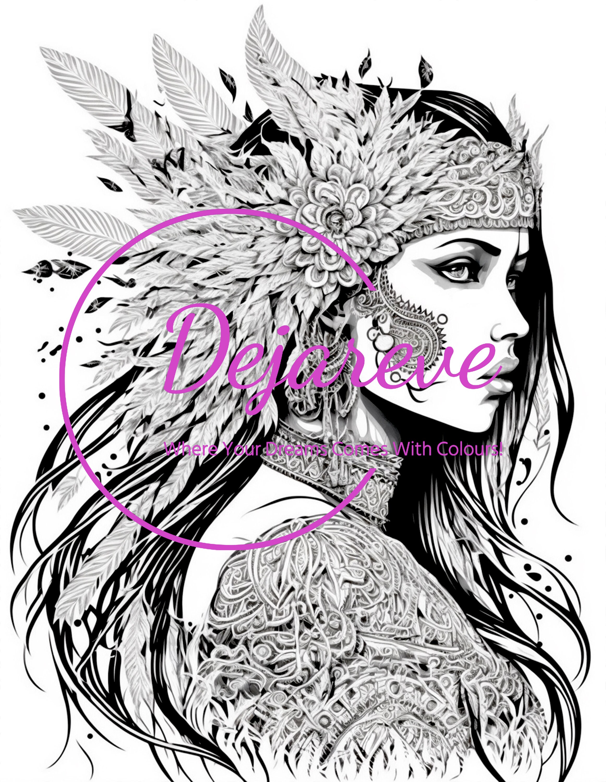 Boho Coloring Pages, Boho Coloring Book, Printable, Minimalist