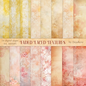 Faded Laced Textures, Shabby Chic Pastel Sheet, Textured Digital Paper, Faded Pink Background, Shabby Junk Journal, A4 Aged Pastel Printable