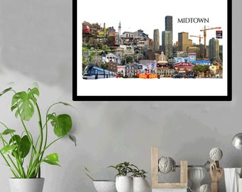 Midtown, Yonge and Eglinton, Toronto, Digital Collage, Art Print, Toronto Neighbourhood