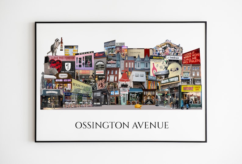 Ossington, Toronto, Digital Collage, Art Print, Toronto Neighbourhood 11" x 17" Print