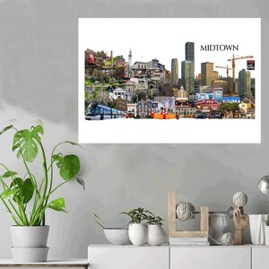Midtown, Yonge and Eglinton, Toronto, Digital Collage, Art Print, Toronto Neighbourhood 16" x 24" Canvas