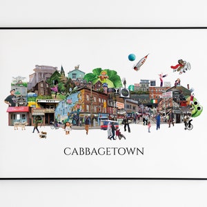 Cabbagetown, Toronto, Digital Collage, Art Print, Toronto Neighbourhood 11" x 17" Print