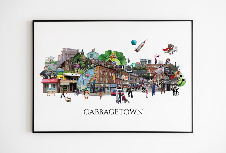 Cabbagetown, Toronto, Digital Collage, Art Print, Toronto Neighbourhood 11" x 17" Print