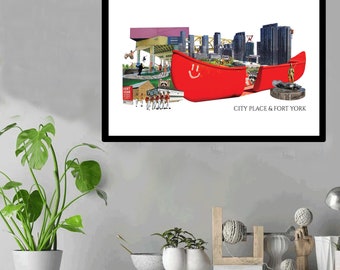 City Place, Fort York, Toronto, Digital Collage, Art Print, Toronto Neighbourhood