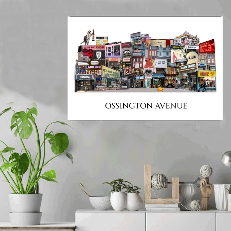 Ossington, Toronto, Digital Collage, Art Print, Toronto Neighbourhood 16" x 24" Canvas