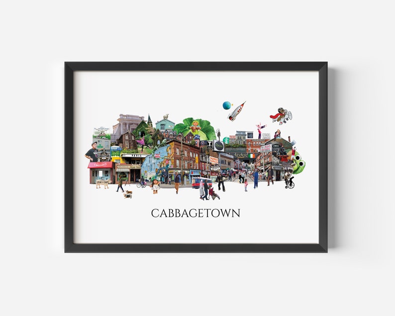 Cabbagetown, Toronto, Digital Collage, Art Print, Toronto Neighbourhood 8.5" x 11" Print