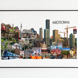 Midtown, Yonge and Eglinton, Toronto, Digital Collage, Art Print, Toronto Neighbourhood 11" x 17" Print