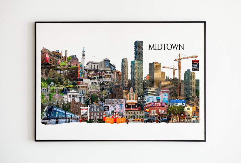 Midtown, Yonge and Eglinton, Toronto, Digital Collage, Art Print, Toronto Neighbourhood 11" x 17" Print