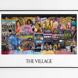 Le village, l'église et Wellesley, fierté, Toronto, art de Toronto, estampes de la ville de Toronto, décoration de Toronto, quartiers de Toronto, carte de Toronto