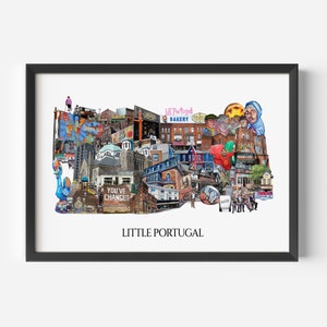 Little Portugal, Dundas West, Toronto, Digital Collage, Art Print, Toronto Neighbourhood 8.5" x 11" Print