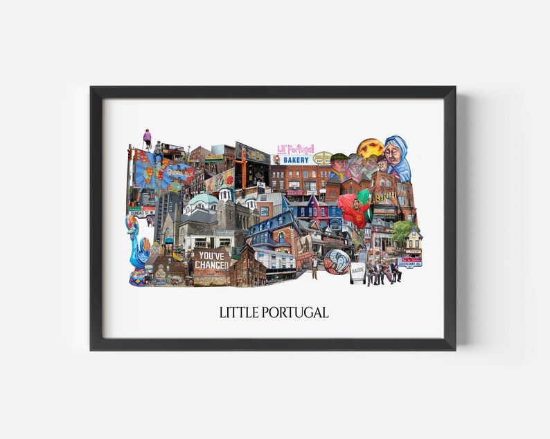 Little Portugal, Dundas West, Toronto, Digital Collage, Art Print, Toronto Neighbourhood 8.5" x 11" Print