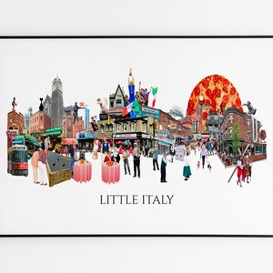 Little Italy, Toronto, Digital Collage, Art Print, College Street, Toronto Neighbourhood 11" x 17" Print