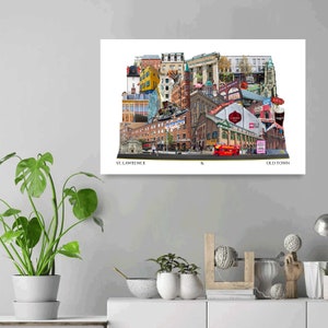 St. Lawrence Market, Toronto, Digital Collage, Art Print, Old Town, Toronto Neighbourhood 16" x 24" Canvas