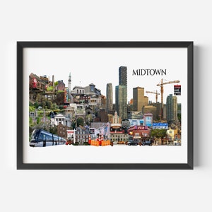 Midtown, Yonge and Eglinton, Toronto, Digital Collage, Art Print, Toronto Neighbourhood 8.5" x 11" Print