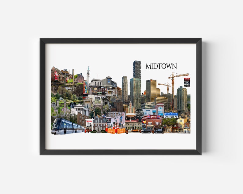 Midtown, Yonge and Eglinton, Toronto, Digital Collage, Art Print, Toronto Neighbourhood 8.5" x 11" Print