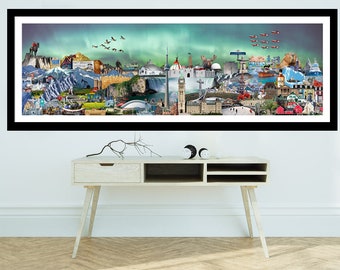 Canada, Panoramic, Digital Collage, Art Print, Northern Lights