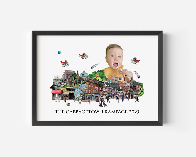 Cabbagetown, Toronto, Digital Collage, Art Print, Toronto Neighbourhood 8.5"x11"Custom Print