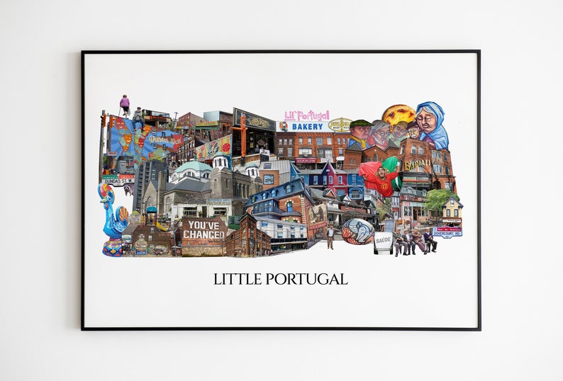 Little Portugal, Dundas West, Toronto, Digital Collage, Art Print, Toronto Neighbourhood 11" x 17" Print