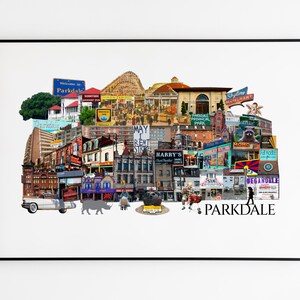 Parkdale, Queen West, Toronto, art de Toronto, estampes de la ville de Toronto, art déco de Toronto, quartiers de Toronto, carte de Toronto