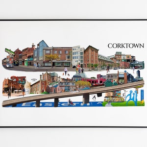 Corktown, Toronto, gravures de la ville de Toronto, art déco de Toronto, quartier de Toronto