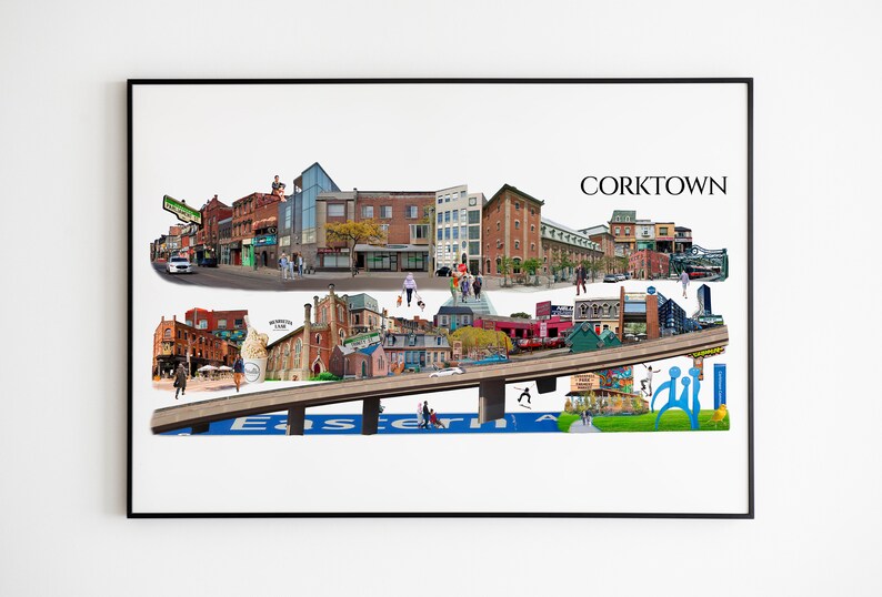 Corktown, Toronto, Digital Collage, Art Print, Toronto Neighbourhood 11" x 17" Print