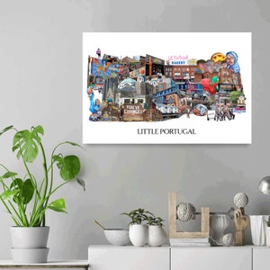 Little Portugal, Dundas West, Toronto, Digital Collage, Art Print, Toronto Neighbourhood 16" x 24" Canvas