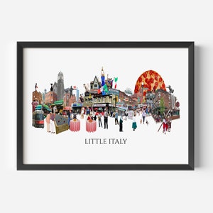 Little Italy, Toronto, Digital Collage, Art Print, College Street, Toronto Neighbourhood 8.5" x 11" Print