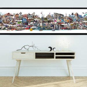 Art panoramique de Toronto, Toronto, art de la ligne d'horizon de Toronto, estampes de la ville de Toronto, décoration de Toronto, quartiers de Toronto, carte de Toronto, tour CN