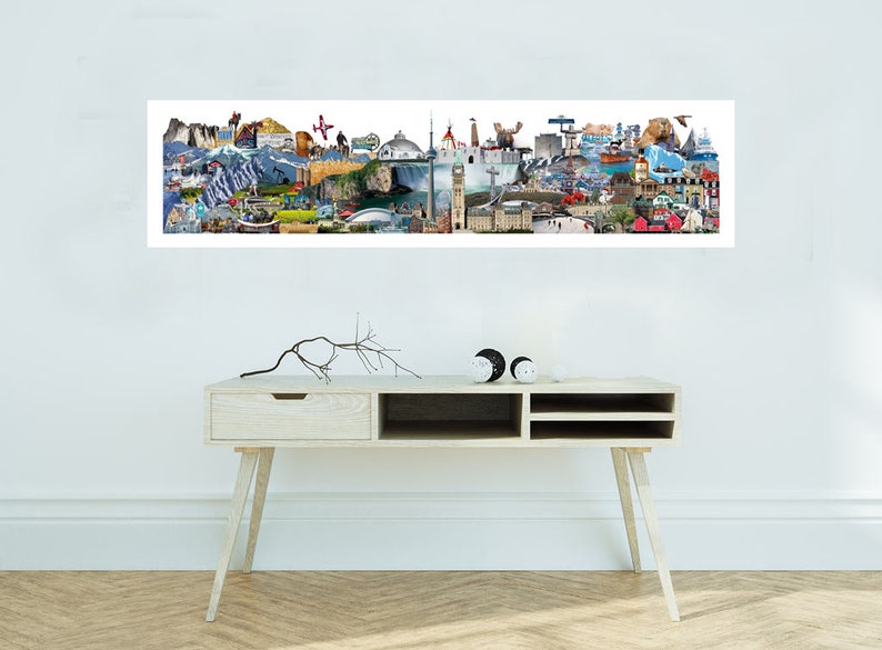 Canada, Panoramic, Digital Collage, Art Print, Canadian Scenery 15"x60" Canvas