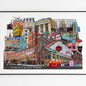 Marché Saint-Laurent, vieille ville de Toronto, Toronto, art de Toronto, estampes de la ville de Toronto, art déco de Toronto, quartiers de Toronto, carte de Toronto