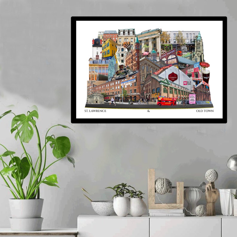 St. Lawrence Market, Toronto, Digital Collage, Art Print, Old Town, Toronto Neighbourhood 16" x 24" Print