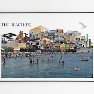 Les plages, Queen Street, Ashbridges Bay, Toronto, art de Toronto, estampes de la ville de Toronto, art déco de Toronto, quartiers de Toronto, carte de Toronto