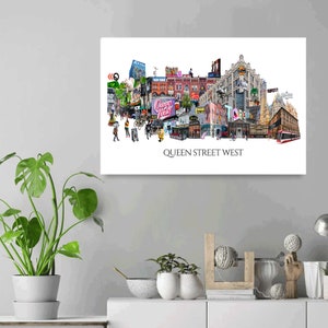 Queen Street West, Toronto, Digital Collage, Art Print, Queen West, Toronto Neighbourhood 16" x 24" Canvas