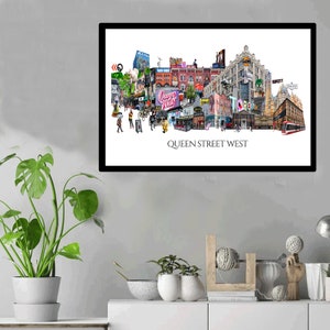 Queen Street West, Toronto, Digital Collage, Art Print, Queen West, Toronto Neighbourhood 16" x 24" Print