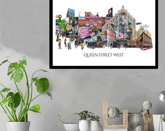 Queen Street West, Toronto, Digital Collage, Art Print, Queen West, Toronto Neighbourhood