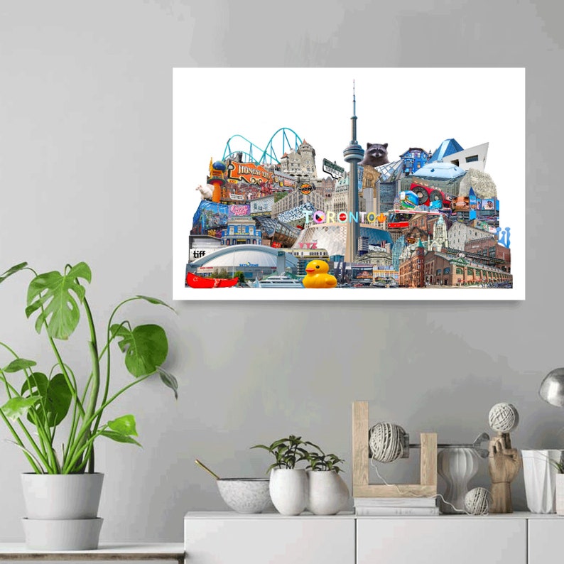 Toronto Collage, Art Print, Toronto, Canada 16" x 24" Canvas