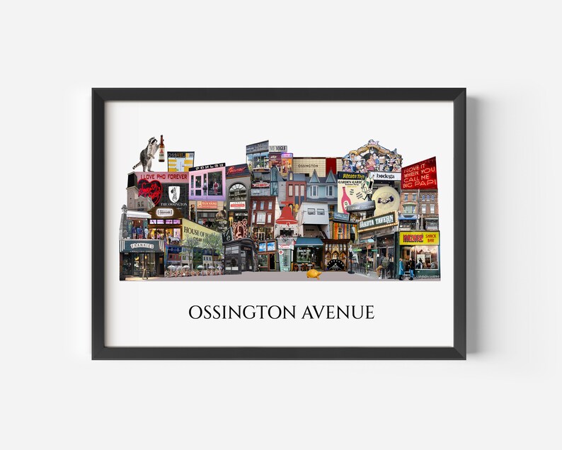 Ossington, Toronto, Digital Collage, Art Print, Toronto Neighbourhood 8.5" x 11" Print