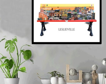 Leslieville, Toronto, Digital Collage, Art Print, Toronto Neighbourhood