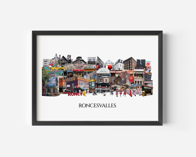 Roncesvalles, Toronto, Digital Collage, Art Print, Toronto Neighbourhood 8.5" x 11" Print