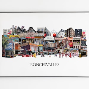 Roncesvalles, Toronto, Digital Collage, Art Print, Toronto Neighbourhood 11" x 17" Print