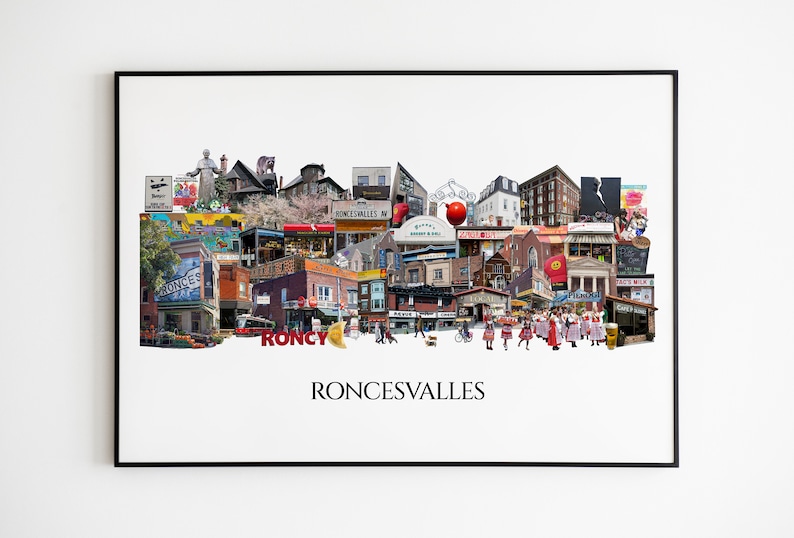 Roncesvalles, Toronto, Digital Collage, Art Print, Toronto Neighbourhood 11" x 17" Print