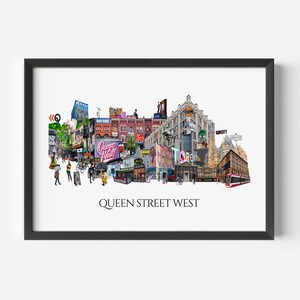 Queen Street West, Toronto, Digital Collage, Art Print, Queen West, Toronto Neighbourhood 8.5" x 11" Print