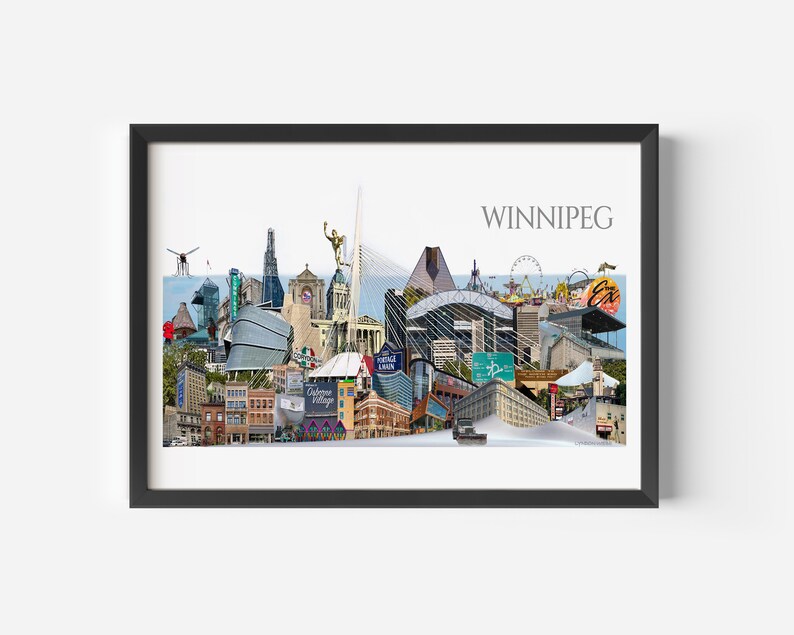 Winnipeg,Canada, Digital Collage, Art Print, Manitoba 8.5" x 11" Print