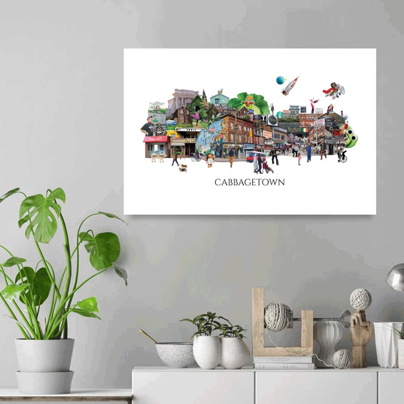 Cabbagetown, Toronto, Digital Collage, Art Print, Toronto Neighbourhood 16" x 24" Canvas