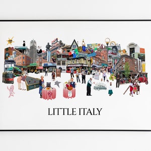 Petite Italie, College Street, Toronto, estampes de la ville de Toronto, art déco de Toronto, quartier de Toronto