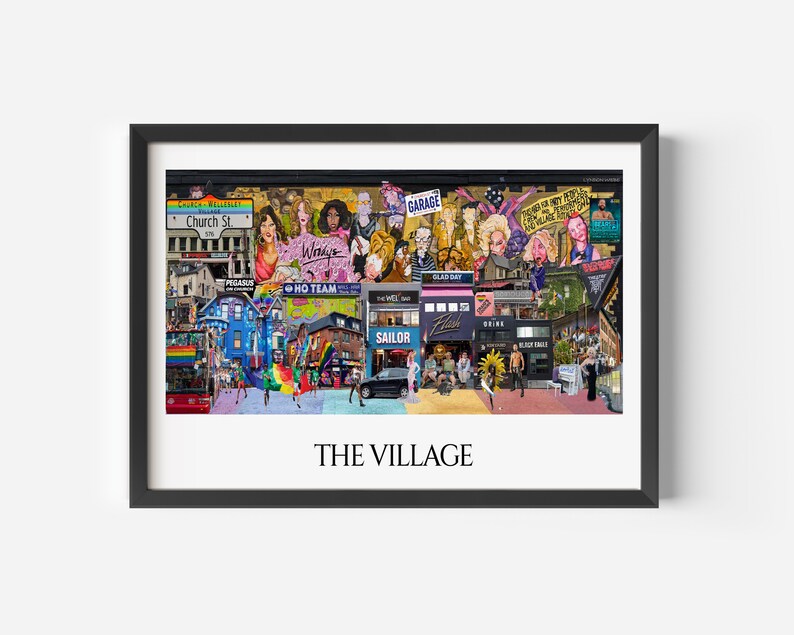 The Village, Church and Wellesley, Pride,Toronto, Digital Collage, Art Print, Toronto Neighbourhood 8.5" x 11" Print