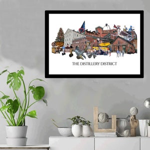 The Distillery District, Toronto, Digital Collage, Art Print, Old Town, Toronto Neighbourhood image 1