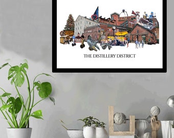The Distillery District, Toronto, Digital Collage, Art Print, Old Town, Toronto Neighbourhood