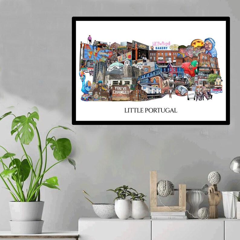 Little Portugal, Dundas West, Toronto, Digital Collage, Art Print, Toronto Neighbourhood 16" x 24" Print