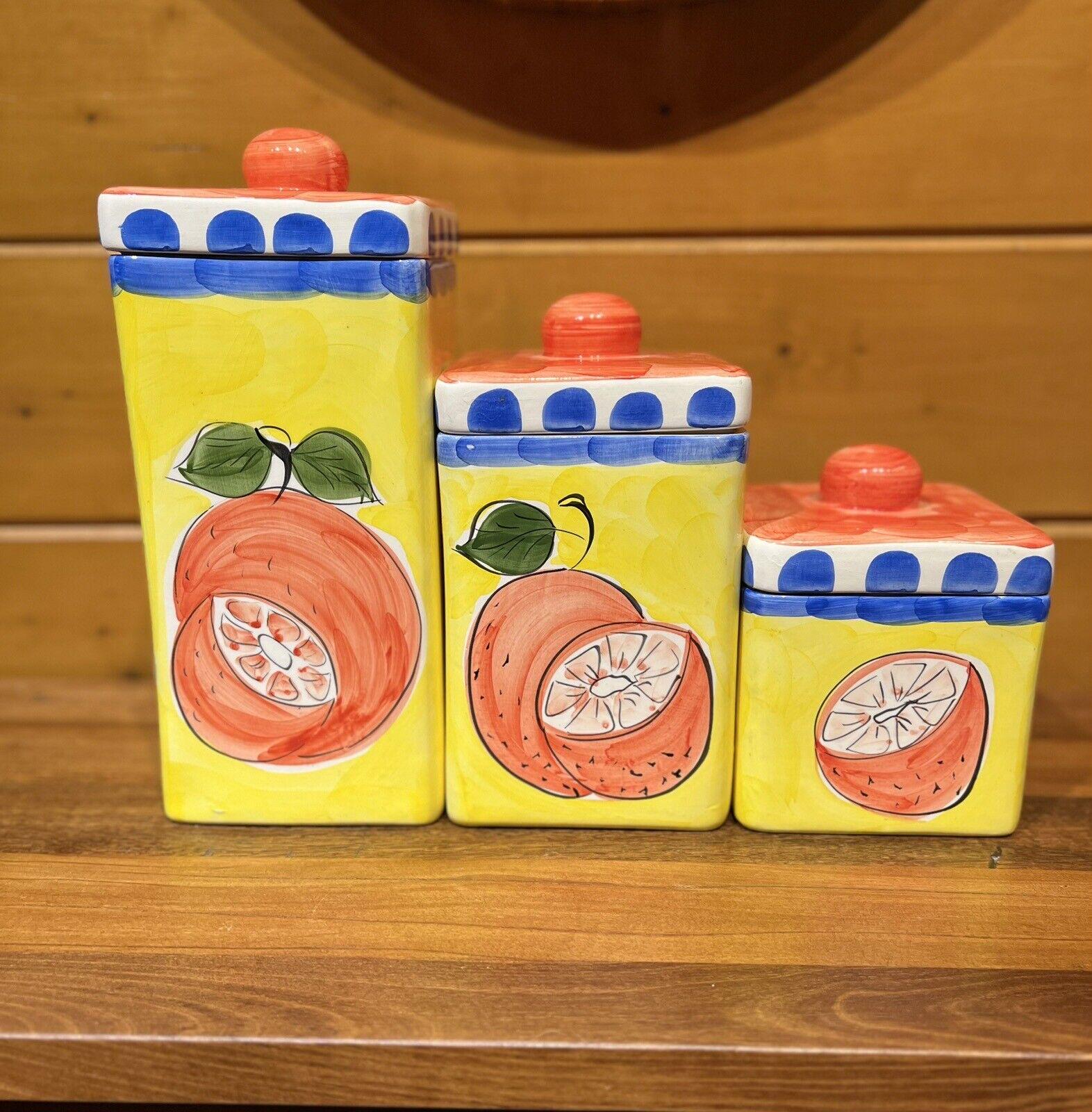 Set 3 VTG Jay Willfred of Andrea Sadek Canister Set Yellow Blue